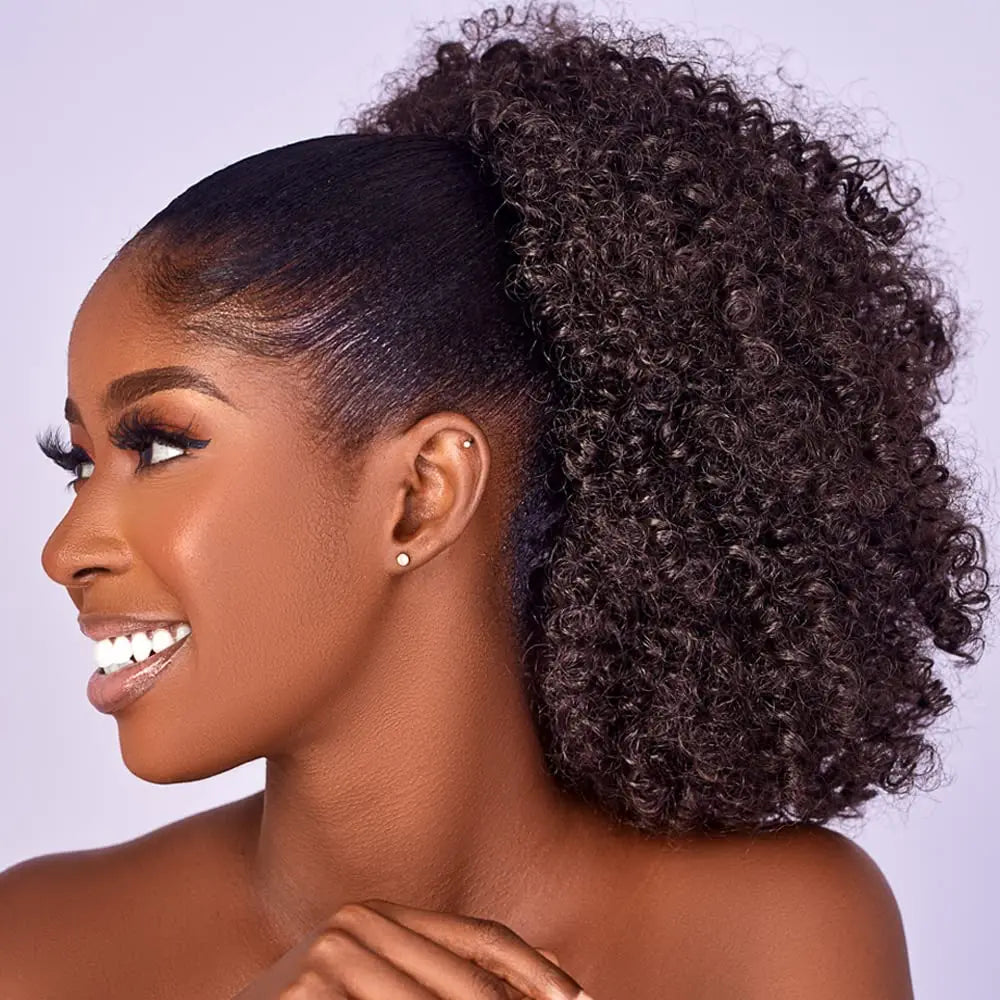 Synthetic Afro Puff kinky curly Hair Drawstring Ponytail Extension for Black Women Short Hairpieces Updo with Two Clips