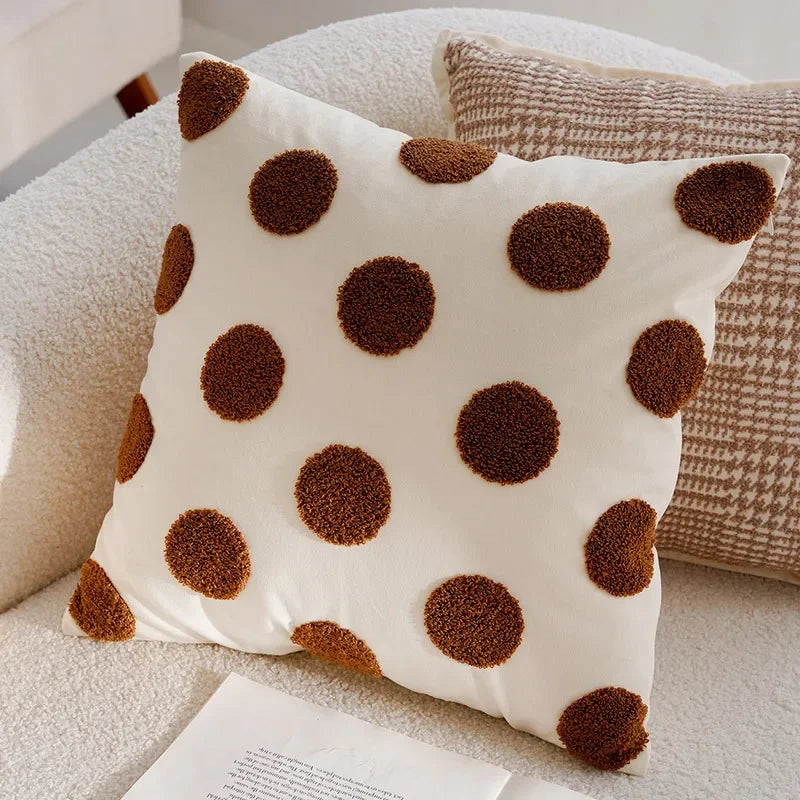 Pillow Cover in Cream Color, Retro Style, Brown French Sofa Waist Cushion Cover 45x45cm Pillowcase
