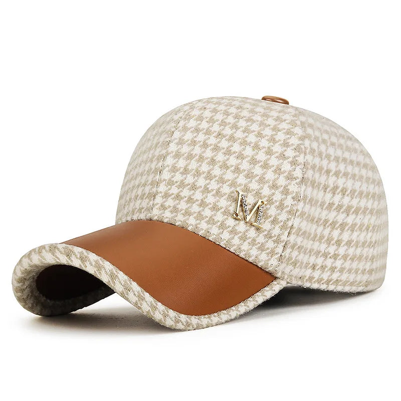 Casquette de baseball à motif pied-de-poule