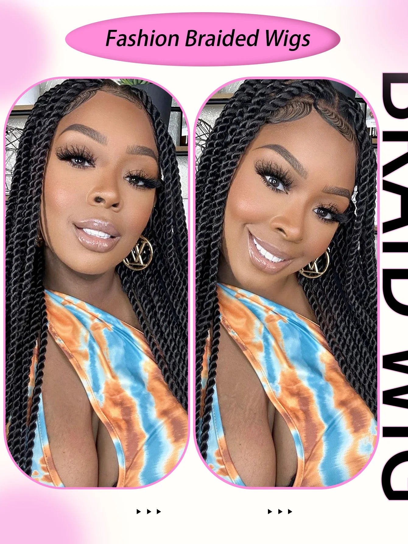 Pelucas trenzadas senegalesas para mujeres negras, sintéticas, de encaje frontal completo, sin nudos, con trenzas de caja, Passion Twists, de 36 y 40 pulgadas.