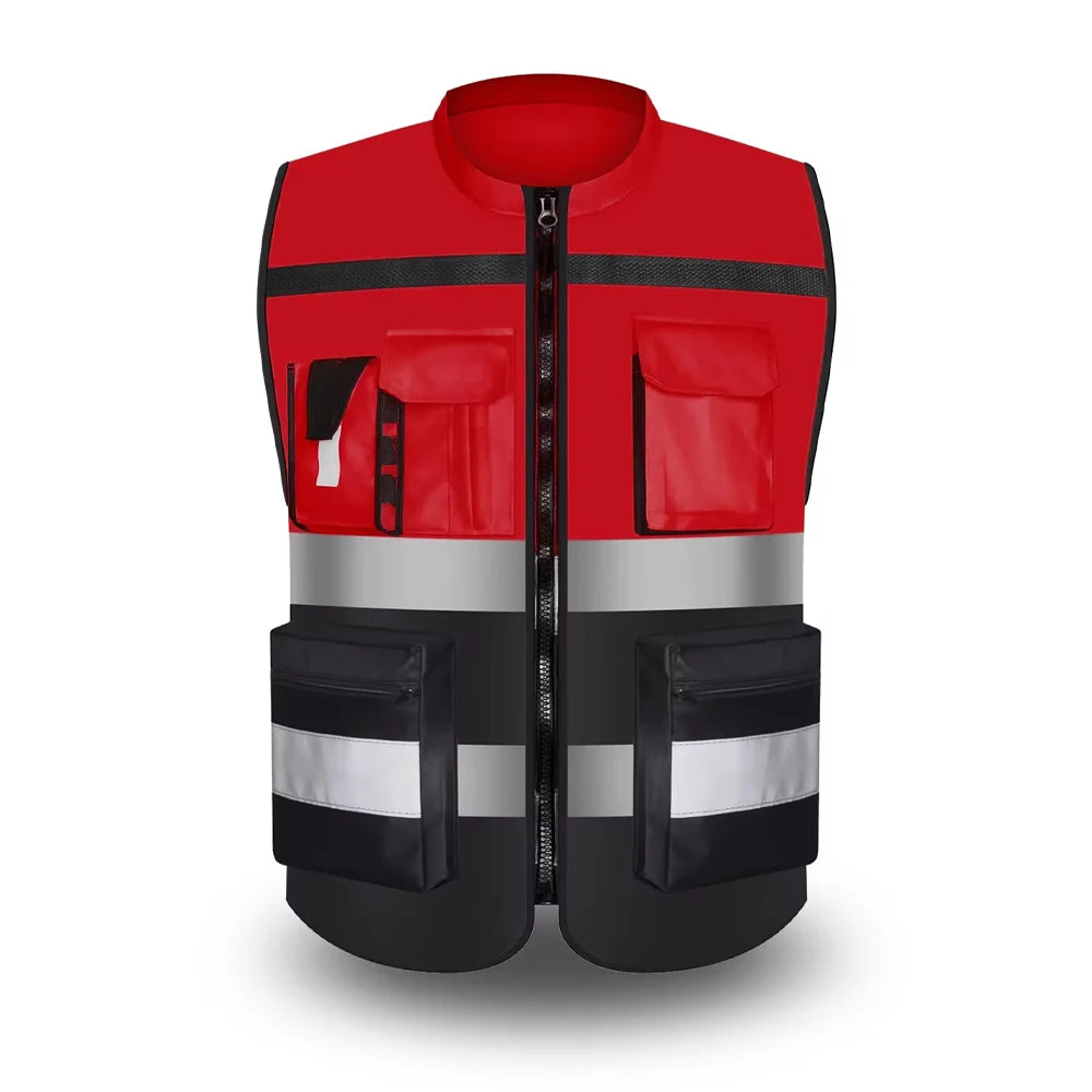 Workwear Vest With Logo Printing Night Construction Work Waistcoats Two Tone Vest Volunteer Uniform