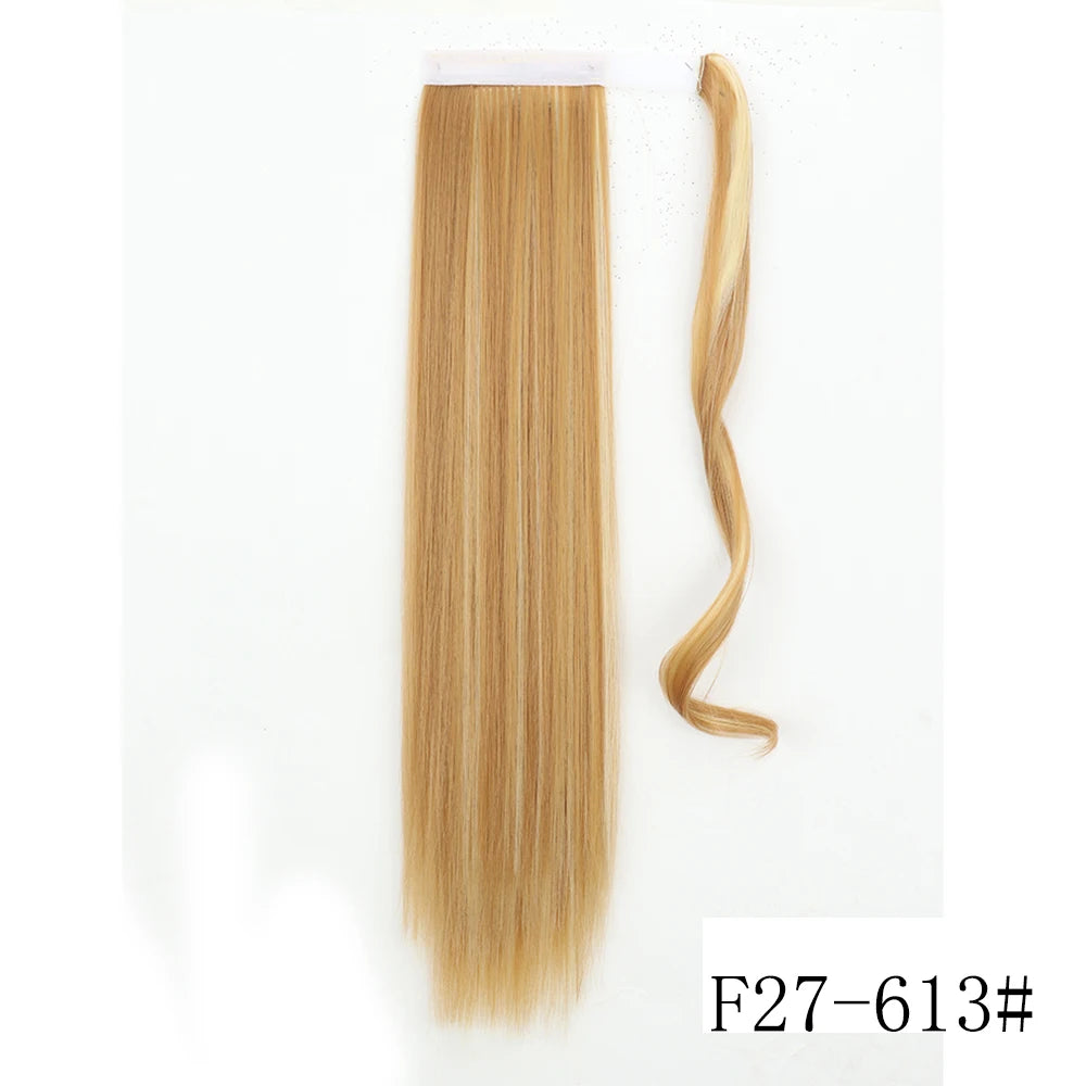 LISI GIRL Synthétique 22/34 Pouces Queue de Cheval enroulée Extensions de Cheveux Bouclés Afro Longs Postiches Queue de Cheval Faux Cheveux Résistant à la Chaleur