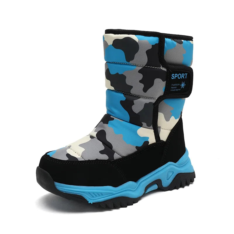 Winter Children Shoes Plush Waterproof Fabric Non-Slip Girl Shoes Rubber Sole Snow Boots Fashion Warm Outdoor Boots