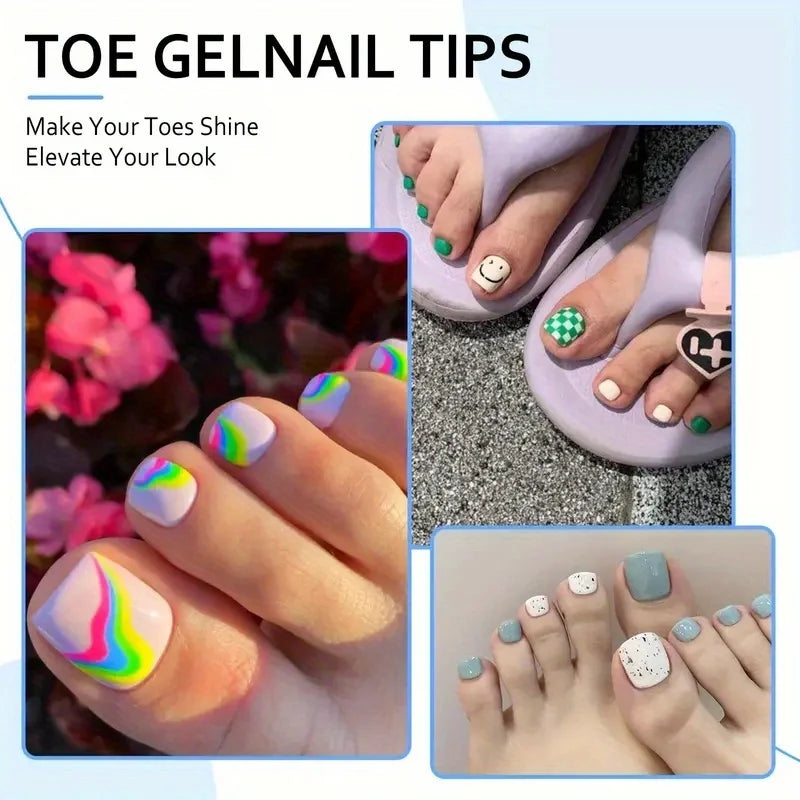 120 Pieces of Transparent Toenail Pressing Full Set of Short Square Fake Soft Gel Toenail Tip for Small Toe Nail Bed