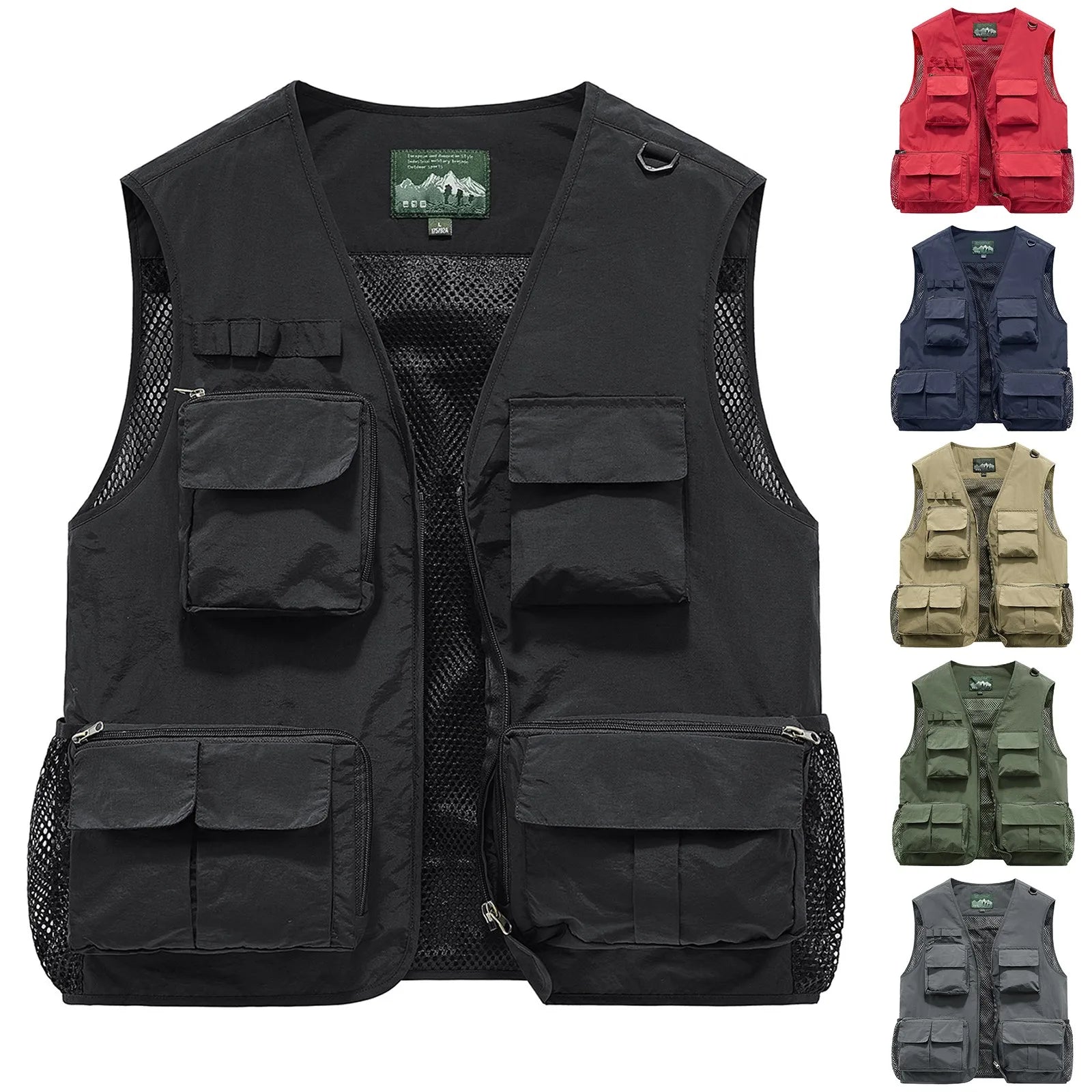 Hiking vests for men and women thin breathable multi-pocket vest summer outdoor work hunting travel waterproof sleeveless jacket