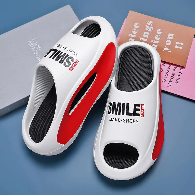 Men Slippers New Slides with a Sense High Aesthetic Value External Wear Anti Slip Thick Bottom, Beach Cool Slippers for Men