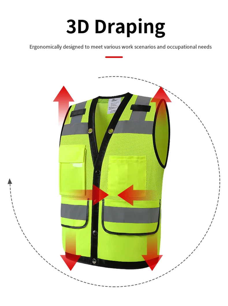 Workwear Vest With Customize Logo For Men Hi Vis Vest Jacket  Workwear Custom With Logo And Text