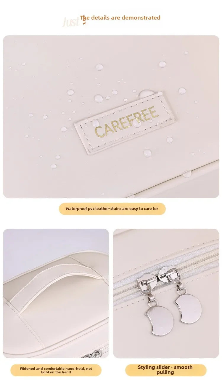 Makeup Bag for Women Large Capacity Travel Cosmetic Organizer with Brush Holder Waterproof Toiletry Pouch Portable Makeup Case