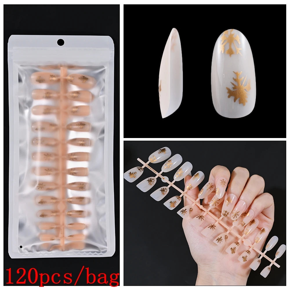 120pcs Black Edge Super Long French False Nail Removable Ballerina Coffin Almond Fake Nail Artificial Acrylic Press On Nail Tips