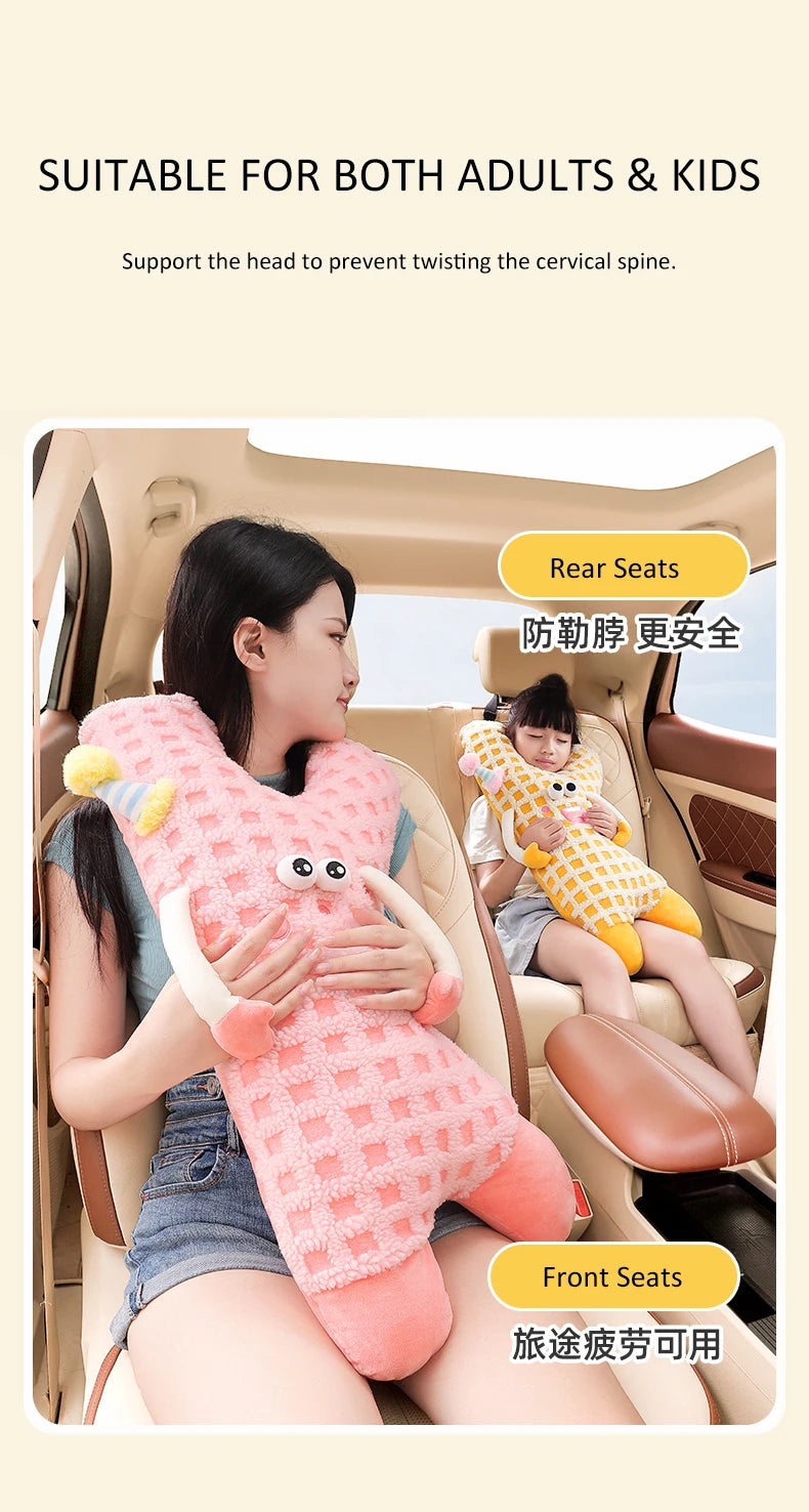 CuteY Shape Kids Travel Safety Pillow Car Seat Neck Pillow Car Sleep Long Distance Travel Pillow Head Pillow Support Kids Adults
