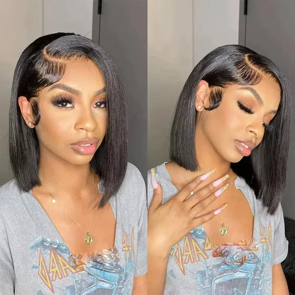 Lafino 5x5 Hd Lace Closure Wig 4x4 Closure Straight Lace Front Wigs Human Hair Bob Wigs Short Wig Black Wig Brazilian For Women