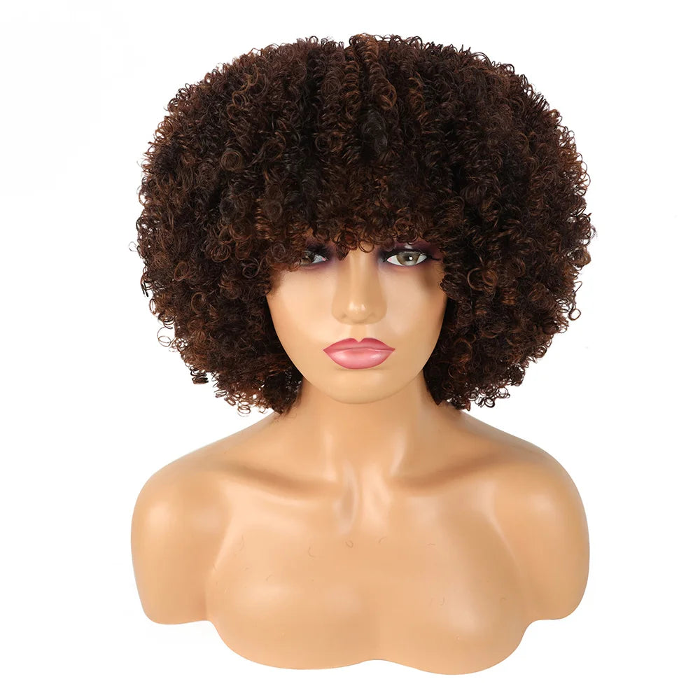 Synthetic Short Pixie Afro Kinky Curly Wigs Simple Cheap Machine Made Wigs For Women Natural Hair Styles Curly Hair For Women