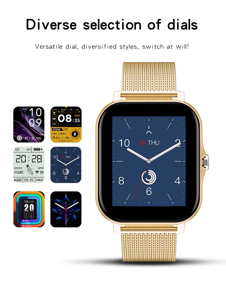 Smartwatch para teléfono Android. Pantalla a color de 1,44 pulgadas, táctil, llamada Bluetooth, carga magnética.