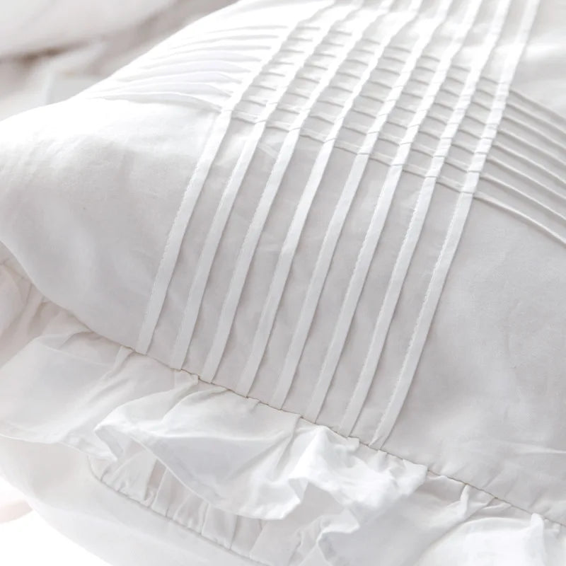 White Ruffle Duvet Cover 100% Premium Cotton Soft Breathable Farmhouse Boho Bedding Comforter Quilt Cover (No Pillowcases Sheet)