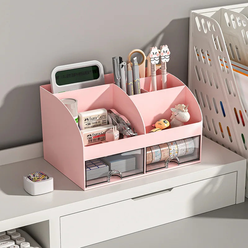 Office Desktop Storage Box Organizer Transparent Small Drawer Storage Cabinet Student Desk Stationery Sundries Organizer Boxes
