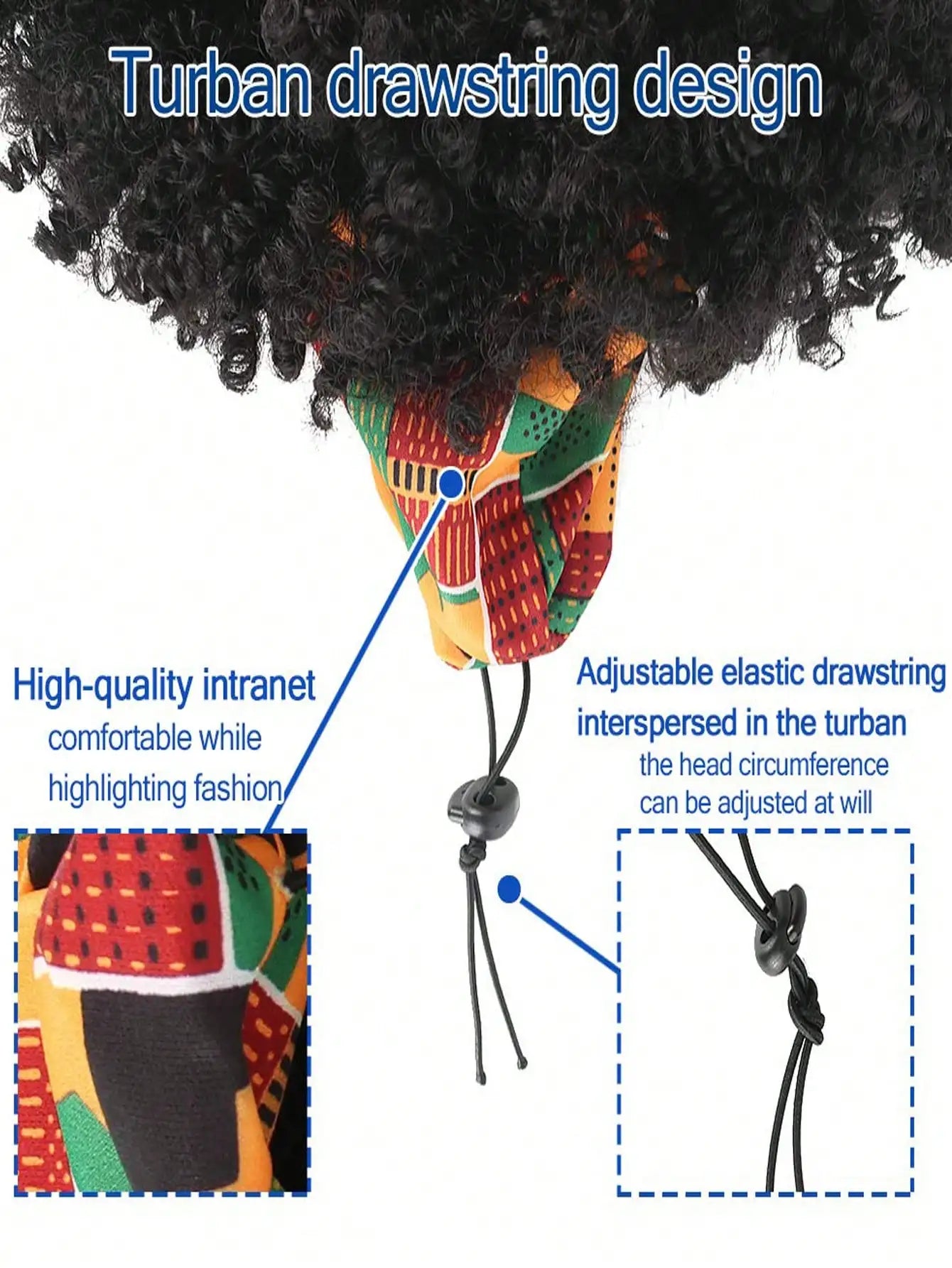 Black women's curly hair wig with headscarf and tassel, 2-in-1 wrapped wig, short African curly hair synthetic wig with headscar
