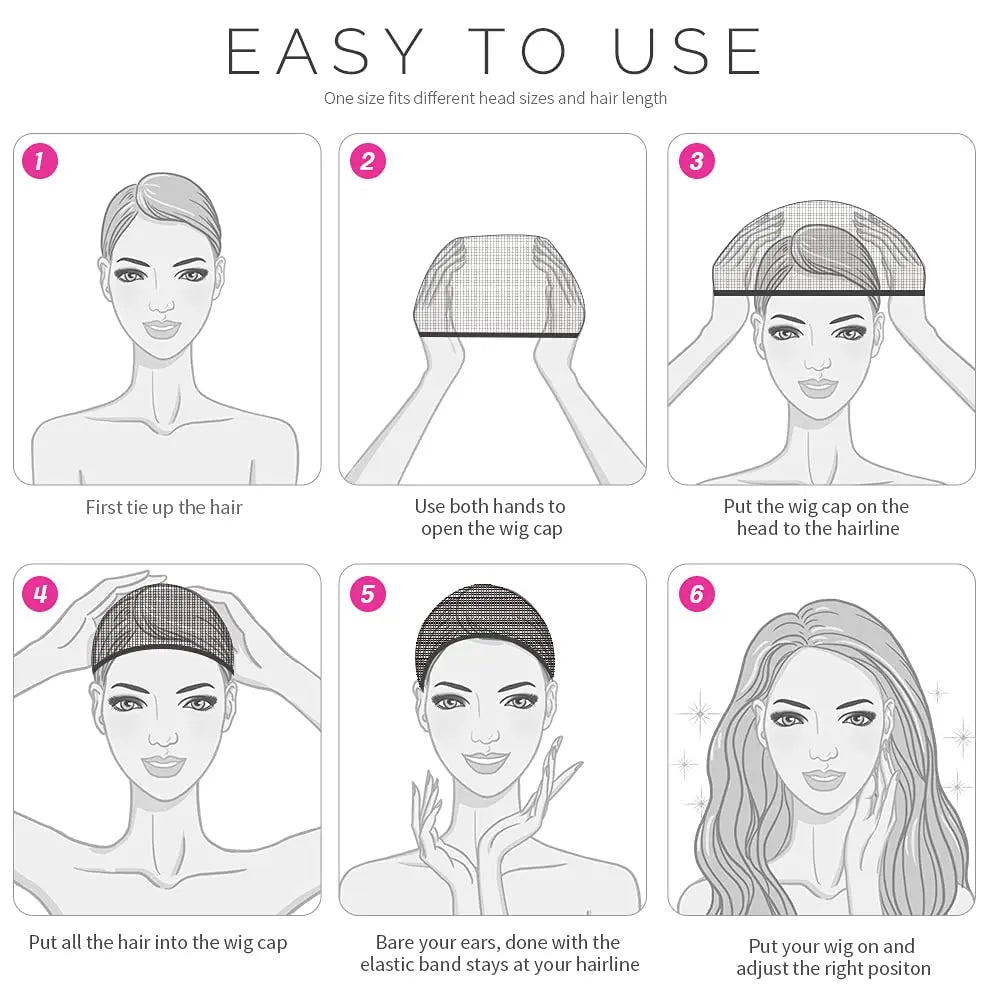 Stockings Wig Cap 4 pcs Mesh Net Wig Caps Weaving Hair Net for Wig Close And Fishnet Wig Caps For Women Black