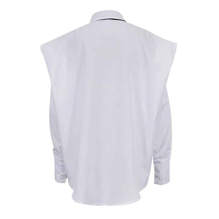 Fashion White Woman Blouse  New Elegant Lapel Long Sleeve Shirt Blusa Streetwear Chic Pocket Blusa Top Female Clothing