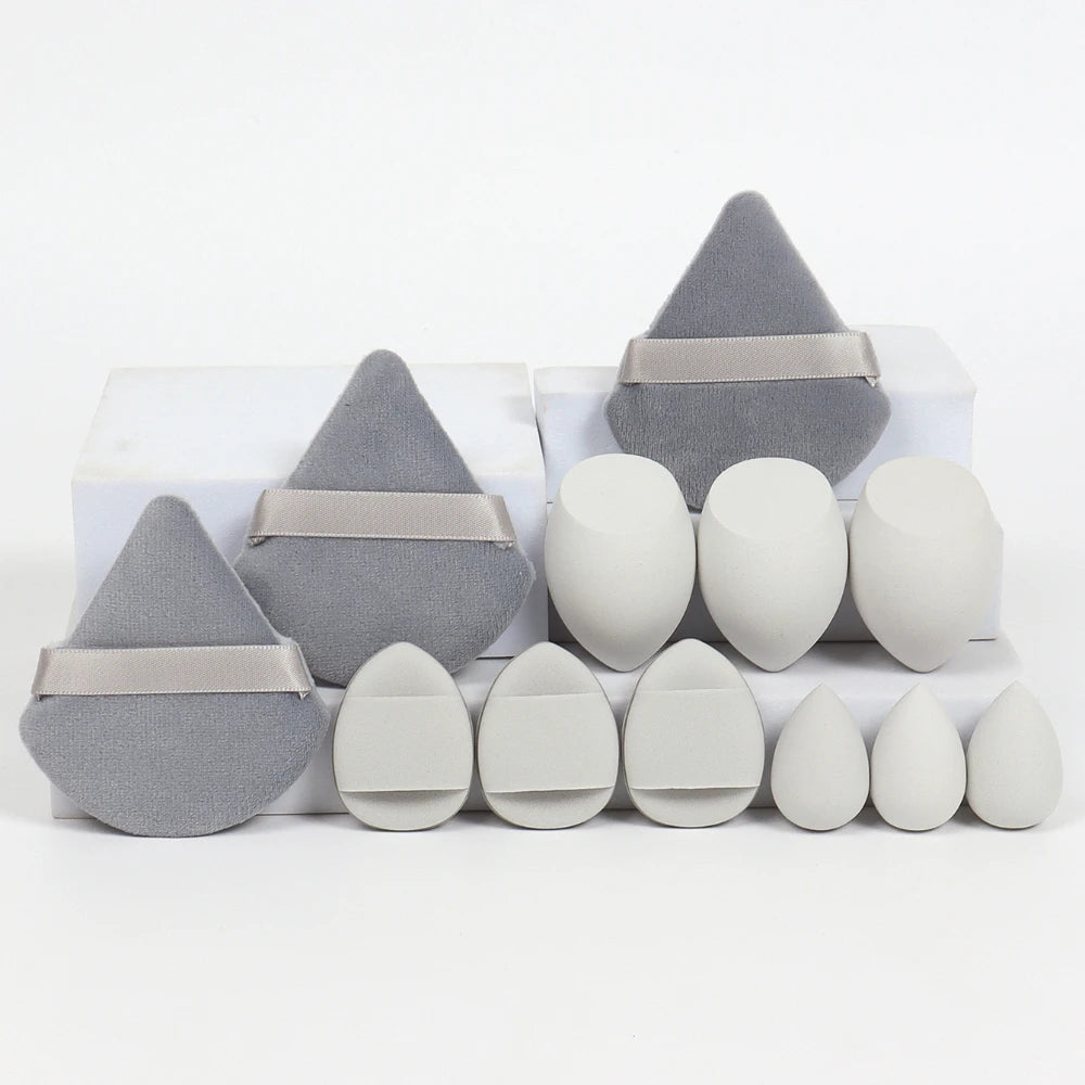 12Pcs Makeup Sponge Velvet Triangle Powder Puff Face Finger Puffs Mini Beauty Egg Liquid Foundation Tools Make Up Accessories