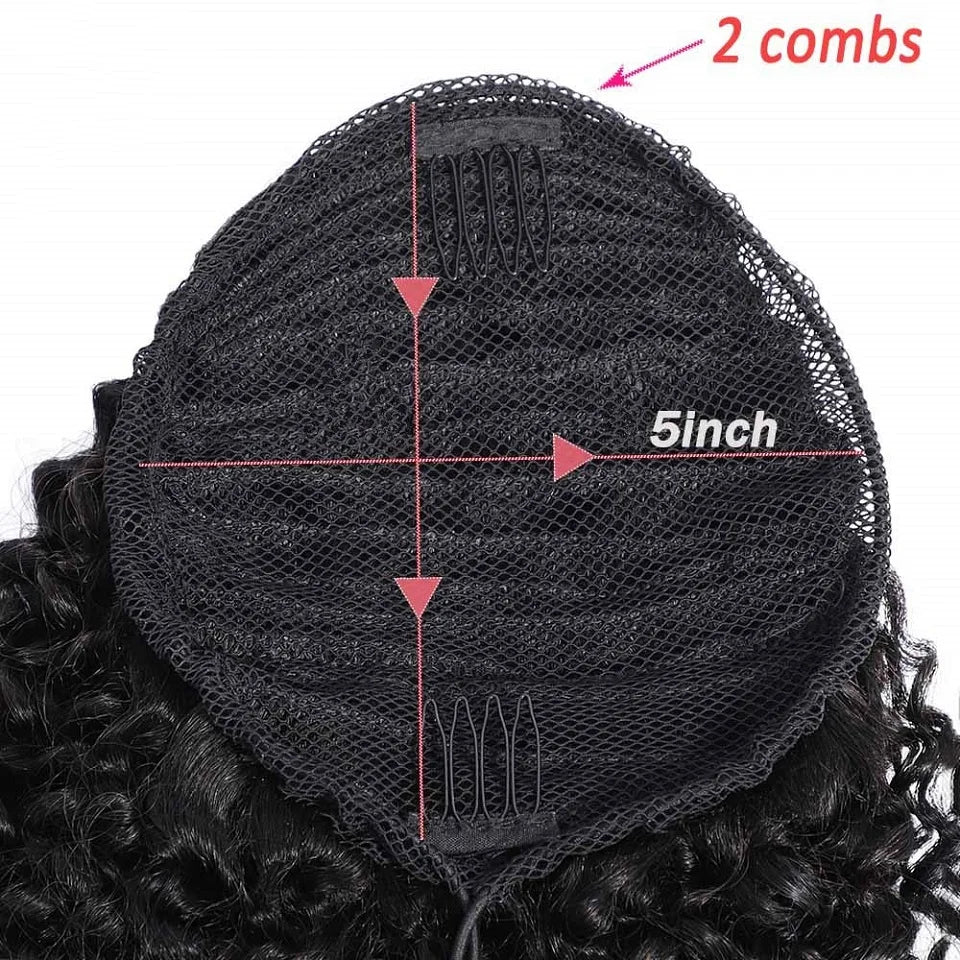 Queue de cheval frisée afro crépue de 24 à 26 pouces de long, 100 grammes, avec cordon de serrage, extensions de cheveux humains pour femmes noires