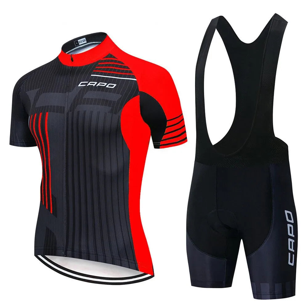 Ropa de Ciclismo Hombre Verano 2025 CAPO Ropa de Hombre Maillot de Ciclismo Bicicleta MTB Deporte Camiseta Profesional Culotte con Tirantes Traje
