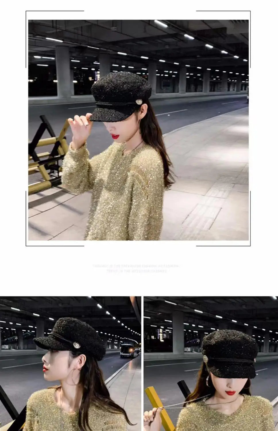 Fashion Women Men Military Hat Spring Autumn Sailor Hats Black Ladies Beret Caps Flat Top Captain Cap Travel Cadet Octagonal Hat