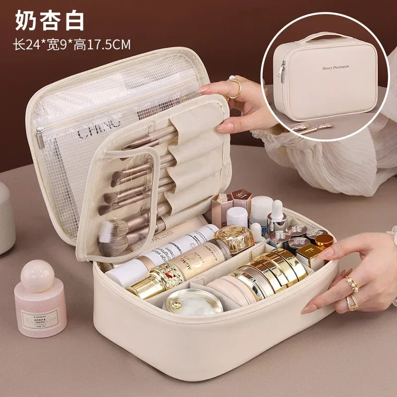 Women's Makeup Bag Large Capacity Double Layer Cosmetic Bag Waterproof Toiletry Pouch Cosmetics Organizer Travel Essentials
