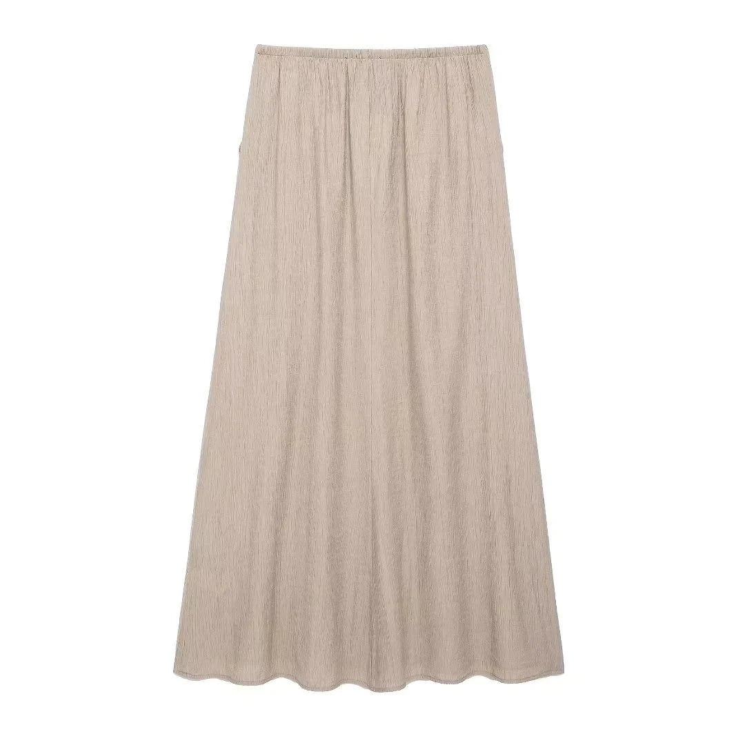 TRAF Skirt Two Piece Set Tied Sleeveless Vest Top High Waist Women's Midi Skirt Summer Waistcoat Long Skirt And Top Set Women