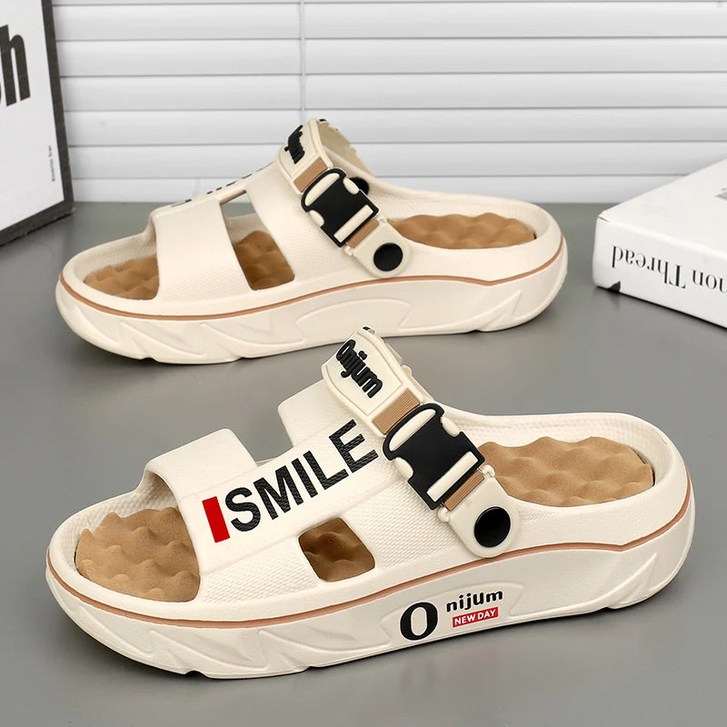New Men's Massage Slippers Indoor Outdoor Sandals Beach Comfortable Soft Slides Clogs Casual Shoes Men Women Home Slippers