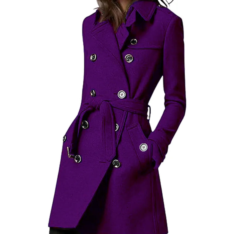Trenchcoat i ull til dame