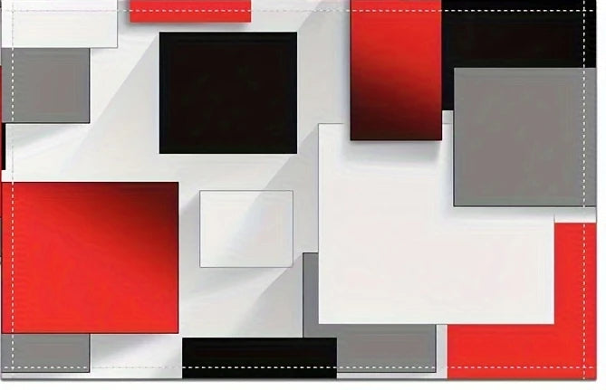 1pc Geometric Placemats, Abstract Modern Art Placemats For Dining Table, Red White Black Blocks Fabric Decoration Room Decor