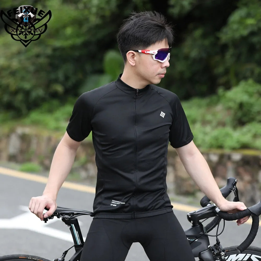Cycling Jersey Man Breathable Bicycle Biking Clothing Solid with Pockets Men's Cycling Top Shirt MTB Bike Riding Clothes