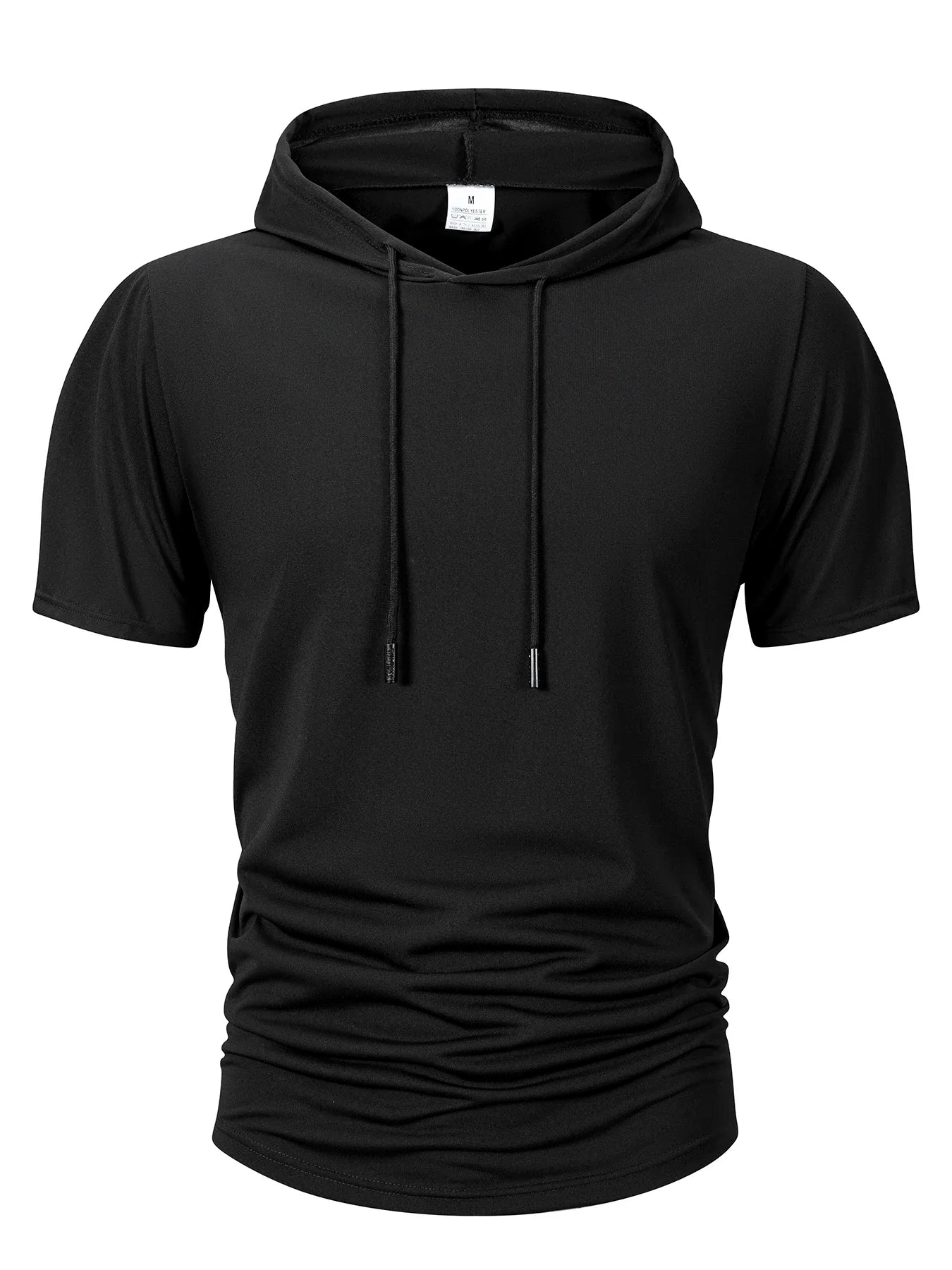Men's Summer Hoodies T-shirts Short Sleeve Solid Color Loose Hooded Drawstring Pullover Tops Male Casual Sweatwear T-shirt