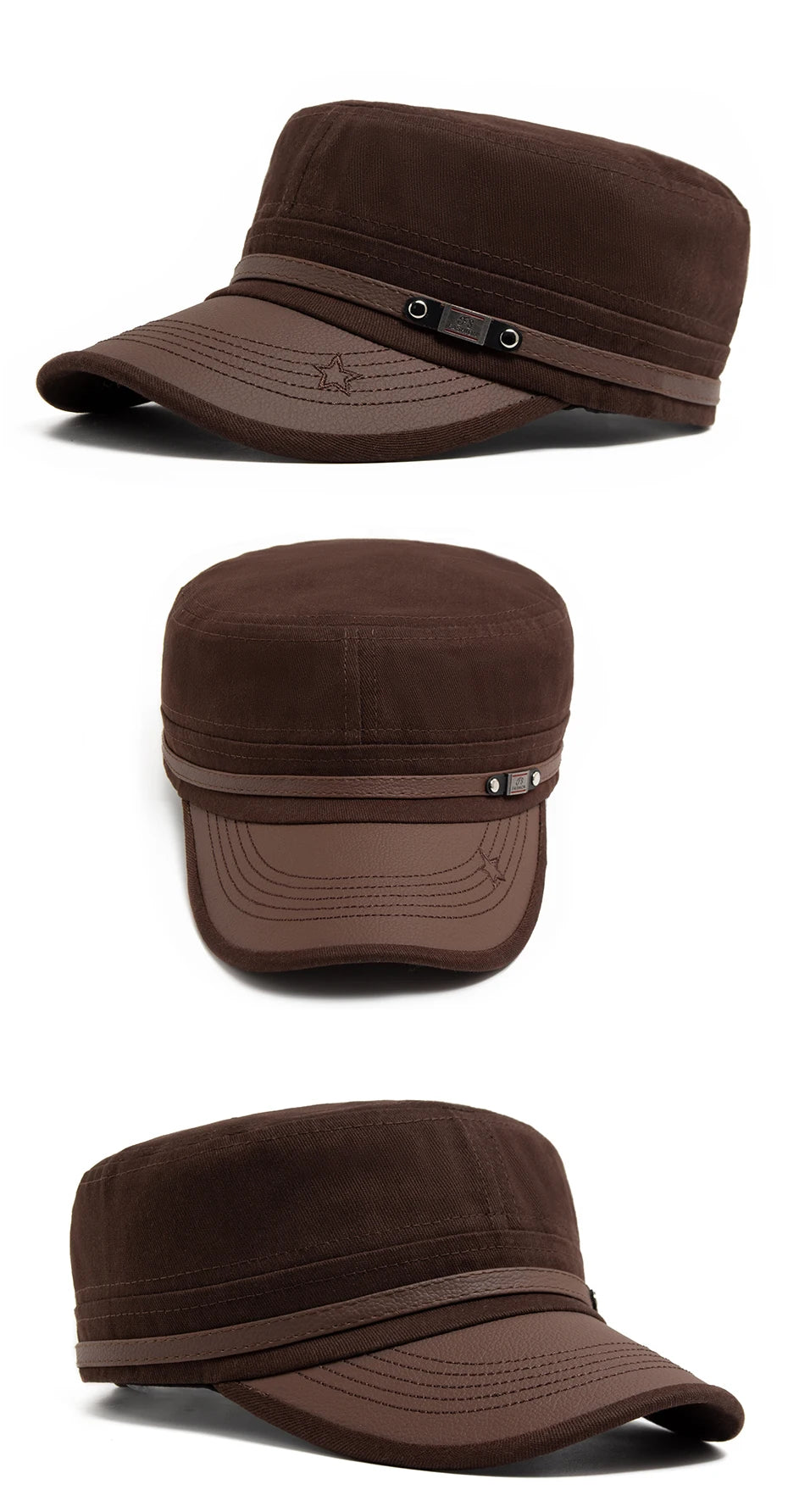 Flat Hat Women Fashion PU Leather Brim Men Baseball Cap Soft Cotton Cloth Casual Visor Trucker Hat Autumn Summer Adjustable