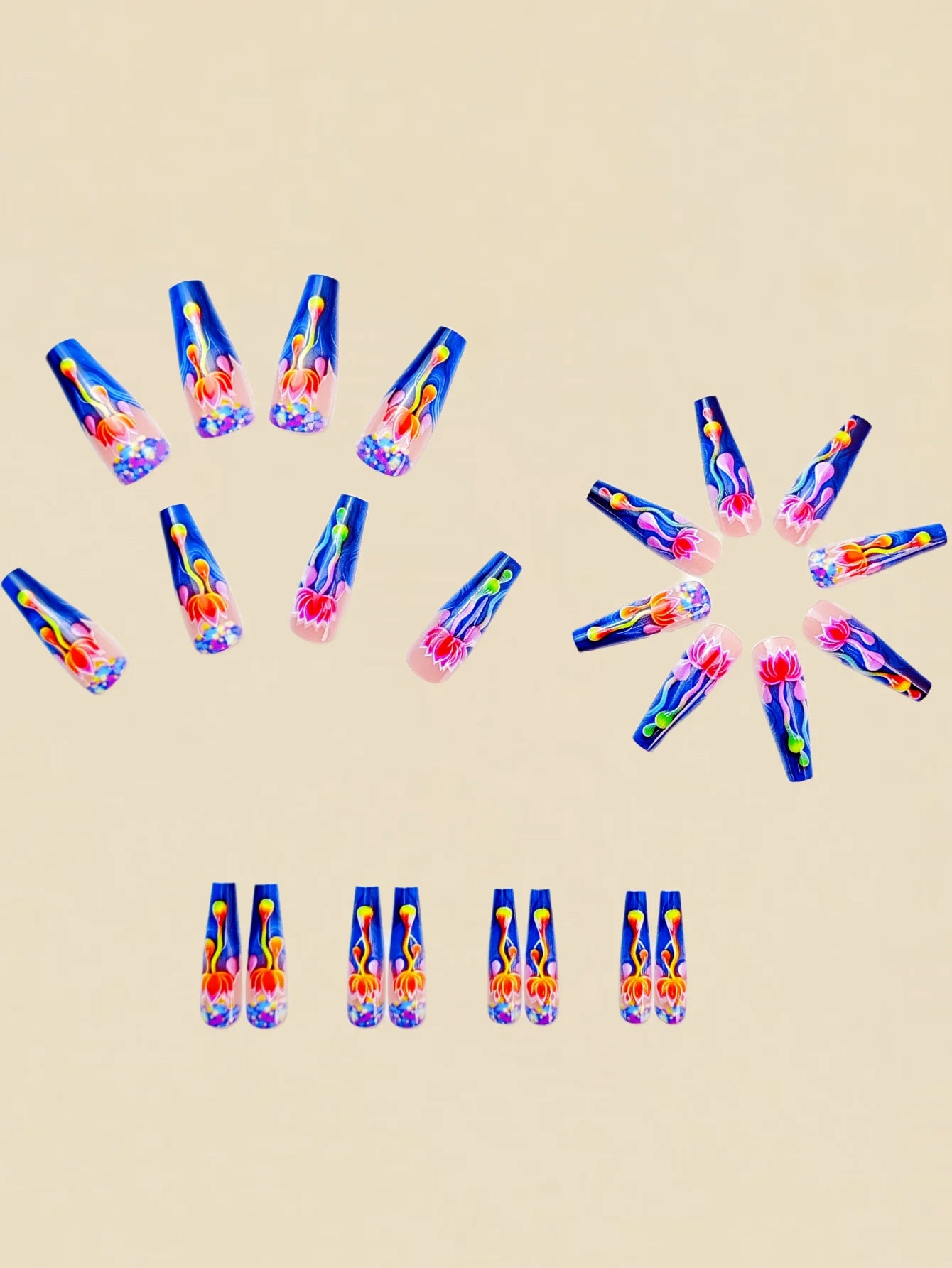 Gradient Flower Ballet Nail Stickers