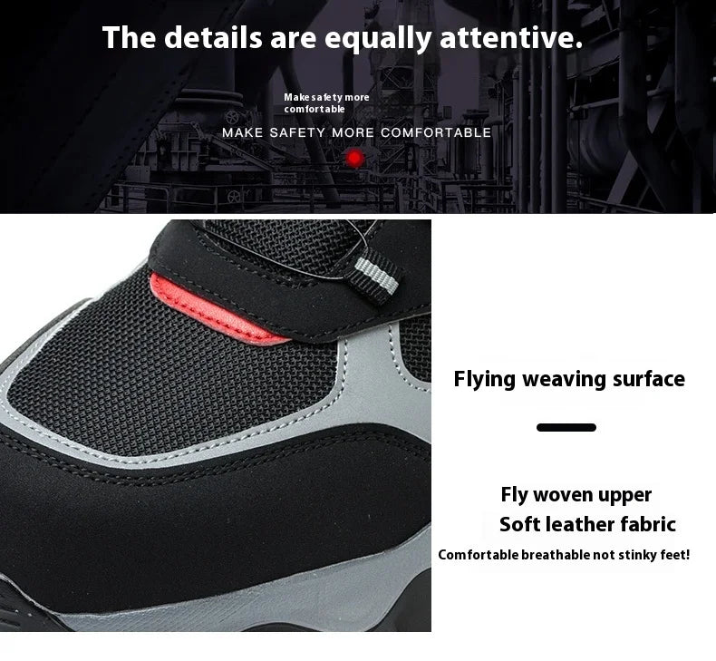 Warehouse Work Shoes for Men Shock Absorbing Anti-Smash Design,Light Sneaker Safety Shoes With Steel Toe Cap Anti-Piercing,