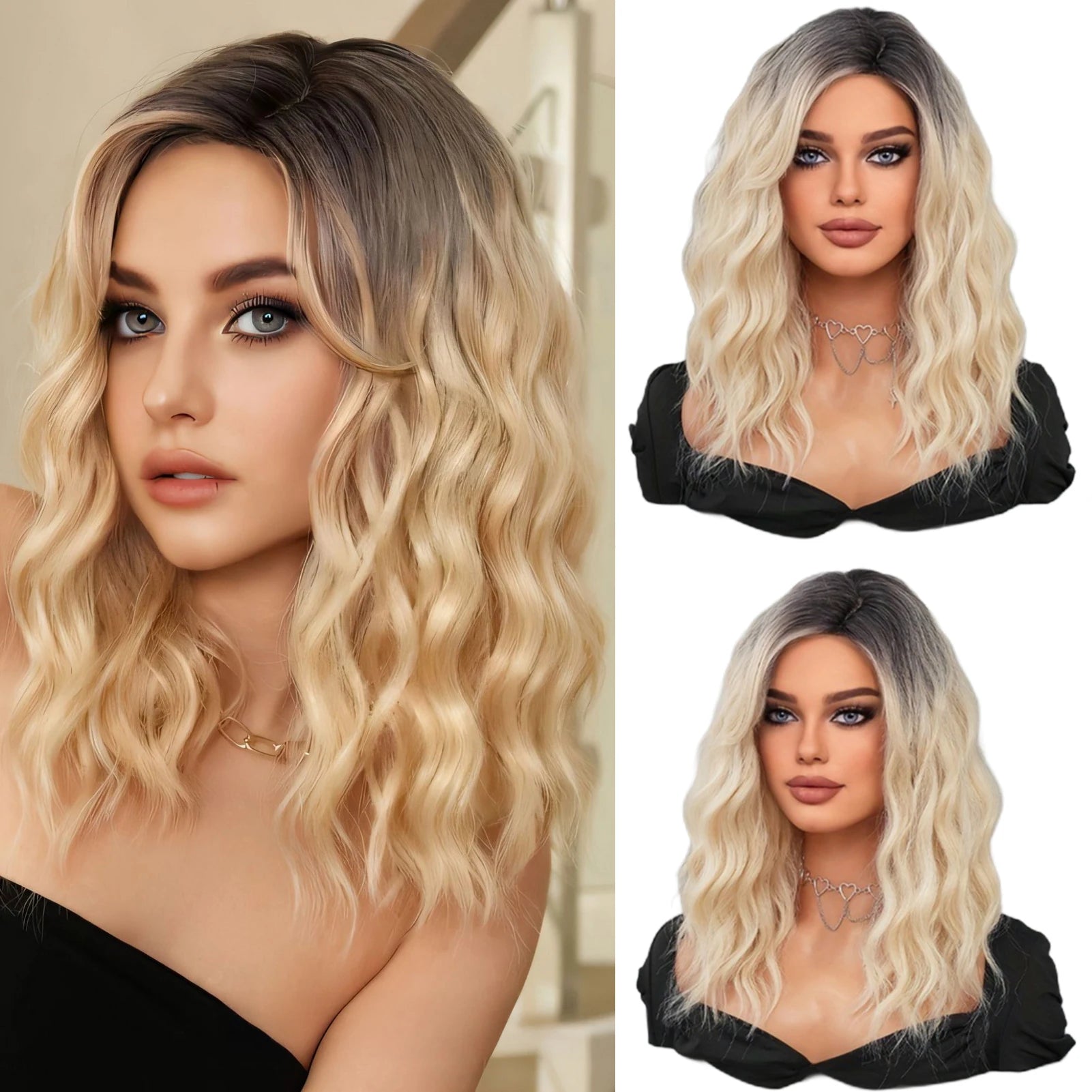 18 Inch Wavy Hair Cosplay Wigs Natural Looking Breathable Wigs for Woman Girls Daily Use Hair Styling MIAO-US