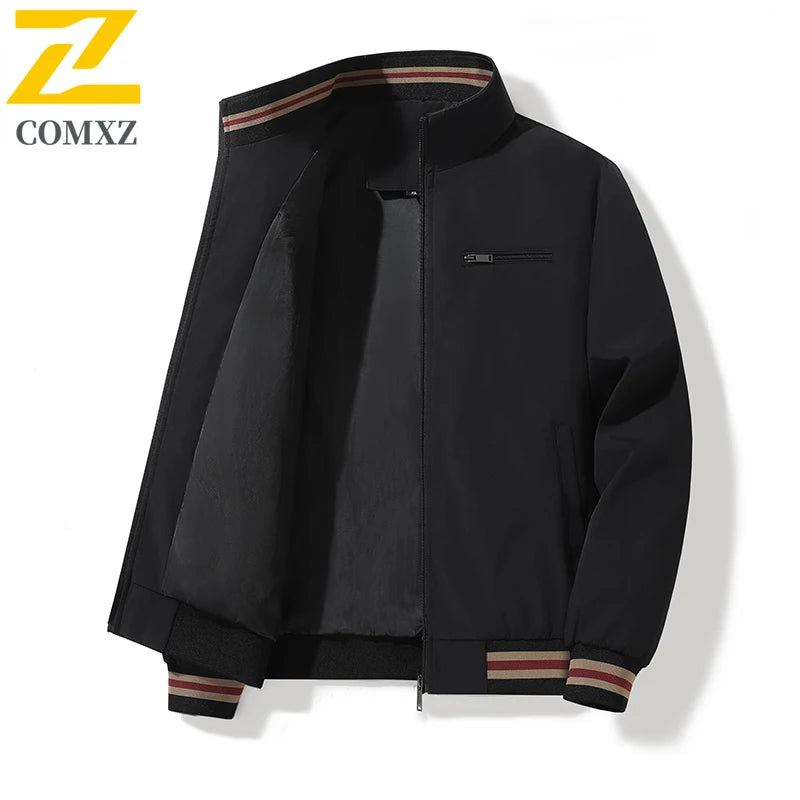 New Men's Jacket Retro Middle Aged Men's Coat Outdoor Waterproof Stand Up Collar Business Jacket Simple Men's Wear 4XL 5XL