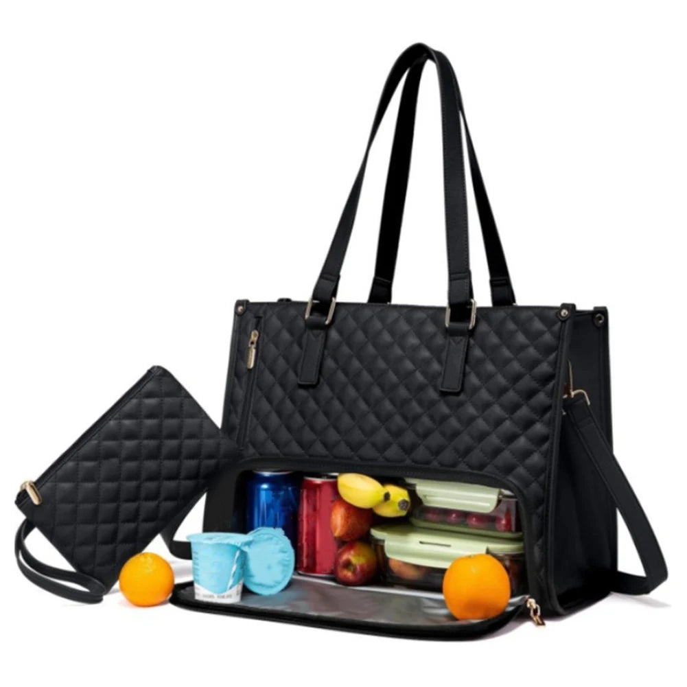 2-in-1 Lunch Tote Bag Laptop Bag with Purse Multi-Function Business Lunch Bag Lunch Box Handbag for Work Office Camping Picnic