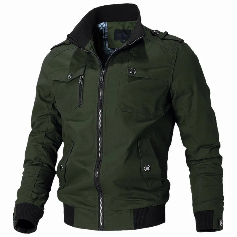 Bomber Jacket Men Fashion Casual Windbreaker Jacket Coat Men Spring Autumn New Hot Outwear Solid Stand Slim Jacket Mens