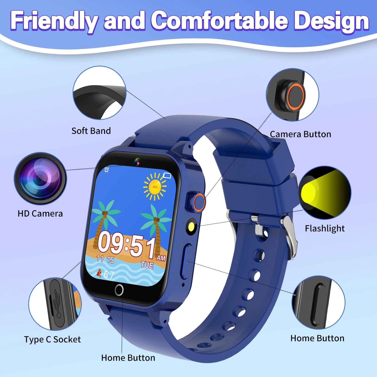 Kids Smart Watches For Girls Boys With 26 Games Touch Screen  Camera Pedometer Video MP3 Alarm Kids Digital Watch Birthday Gift