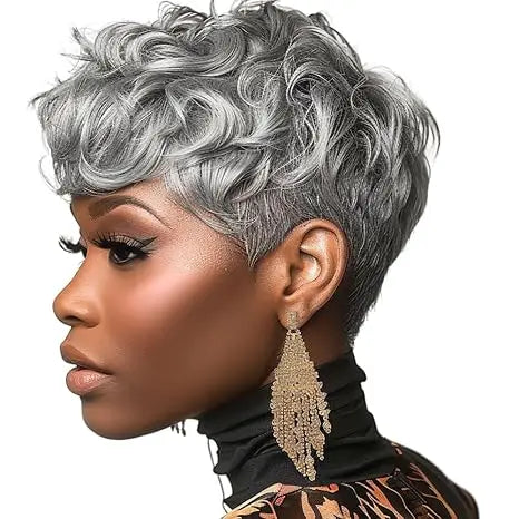 Salt & Pepper Curly Pixie Wig