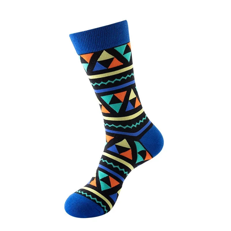 49 Patterns Fashion Business Men 100% Cotton Happy Lattice Socks Unisex Boys Combed Hip Hop Street Skateboard Funny High Sox Set