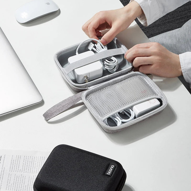 BOONA Hard Laptop Power Supply Organizer Case Travel Carrying Power Source Mouse Case Electronic Accessories Bag for MacBook
