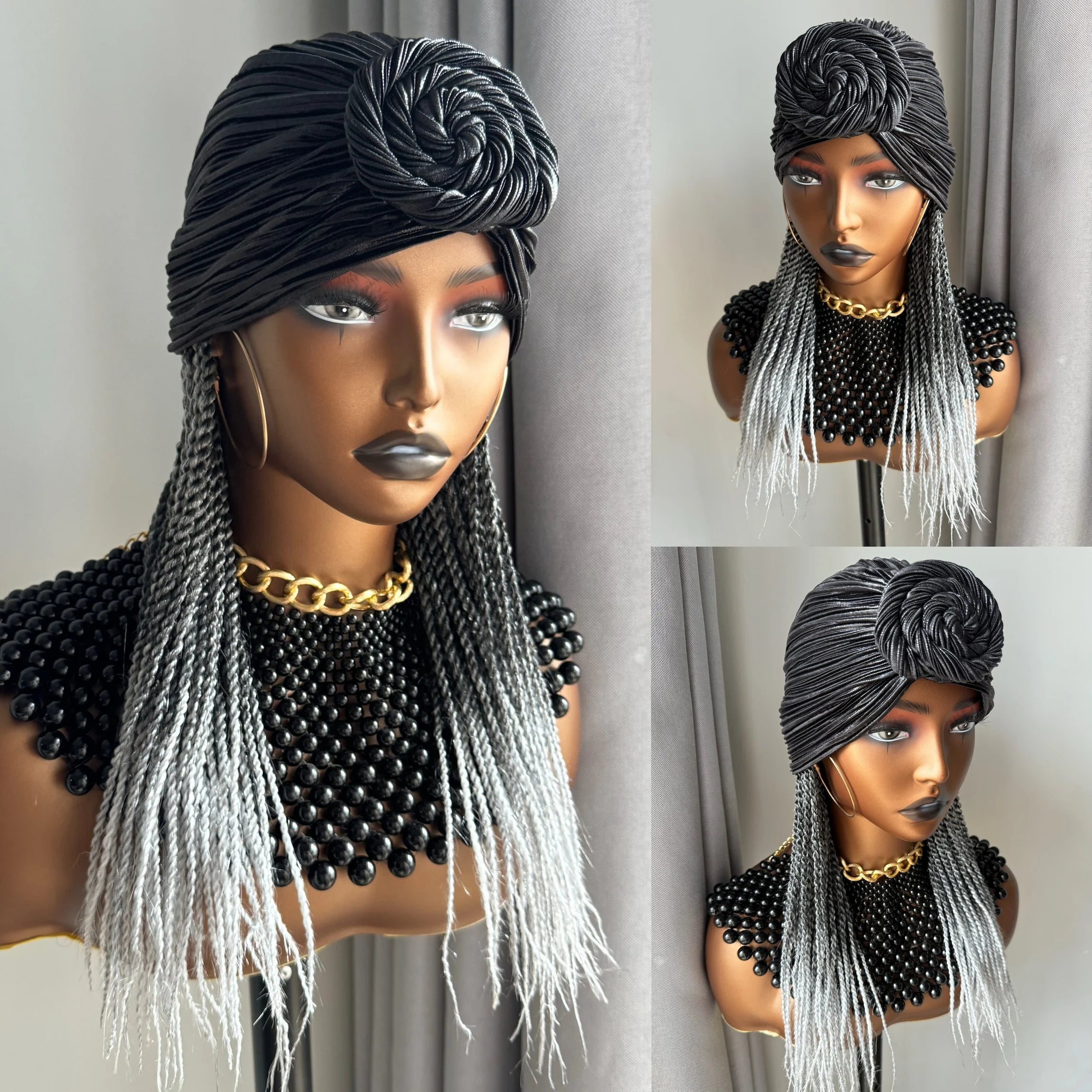 Peluca de diadema trenzada estilo Ombre