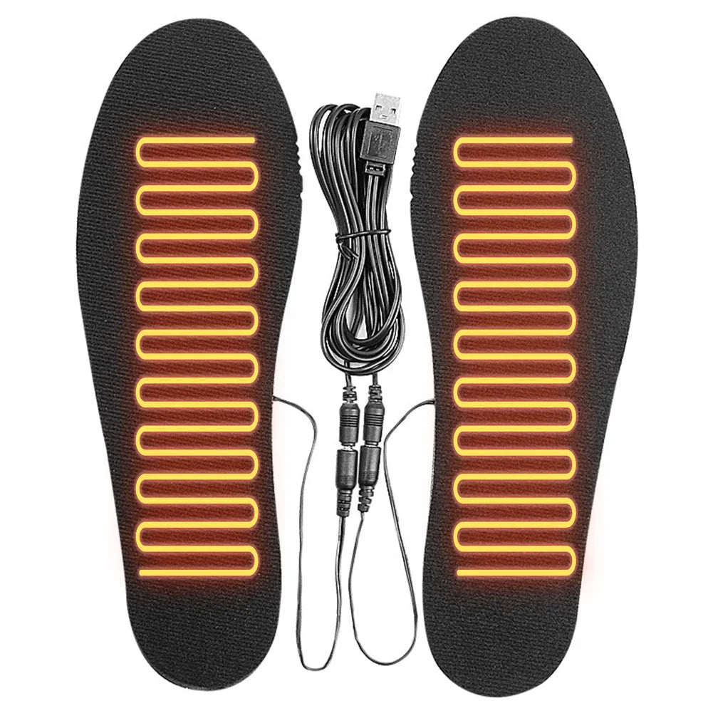 Plantillas térmicas USB, almohadillas eléctricas térmicas para zapatos, plantillas eléctricas térmicas recortables, lavables para camping y pesca en invierno