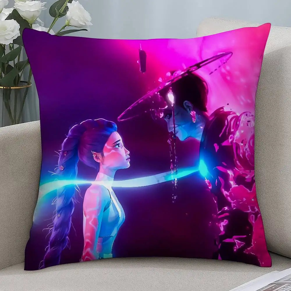 K-kpop D-Demon H-Hunters Pillow Case Short plush Double-sided Print Square Throw Pillow Covers Sofa Home Cushion Decor