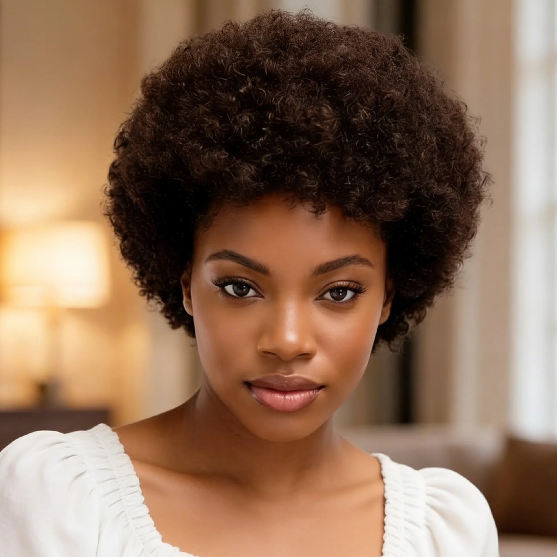 Pelucas de Cabello Humano Rizado Afro Kinky Brasileño de 8 Pulgadas para Mujeres Pelucas Completas Hechas a Máquina para Uso Diario
