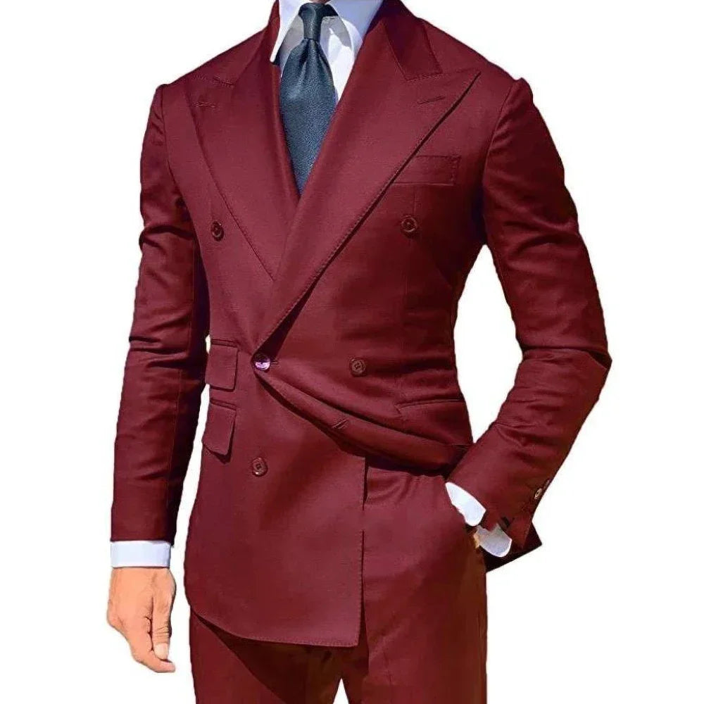 Men's Suit 2-piece Stylish New Men's Casual Business Formal Wedding Groom's suit Jacket Blazer Pants