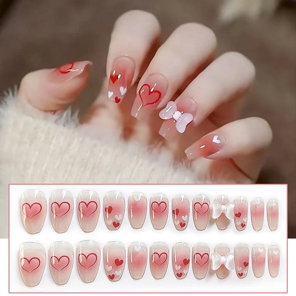 Light Pink Fake Nails with White Tip Ultra-flexible Long Lasting Fake Nails for Stage Performance Wear MIAO-US